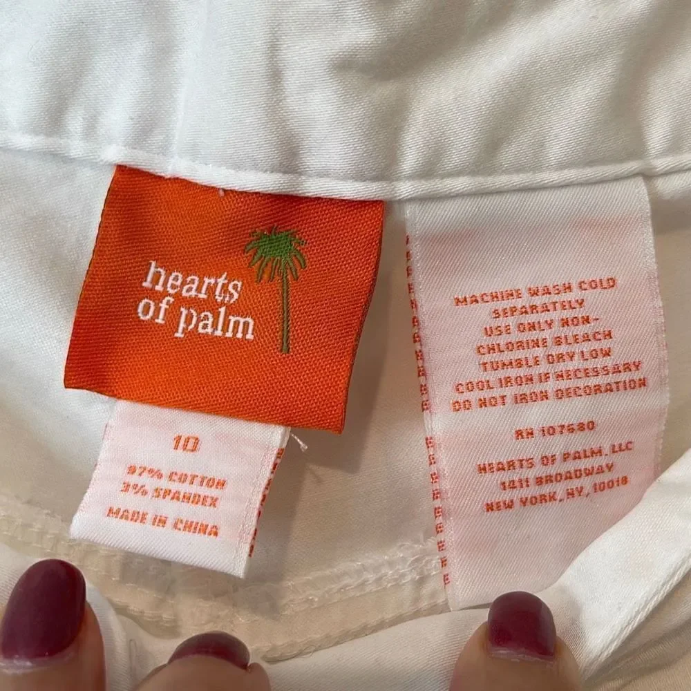 Hearts of Palm Women’s Set 2 Pc Beaded Pant Suit White‎ Size 10